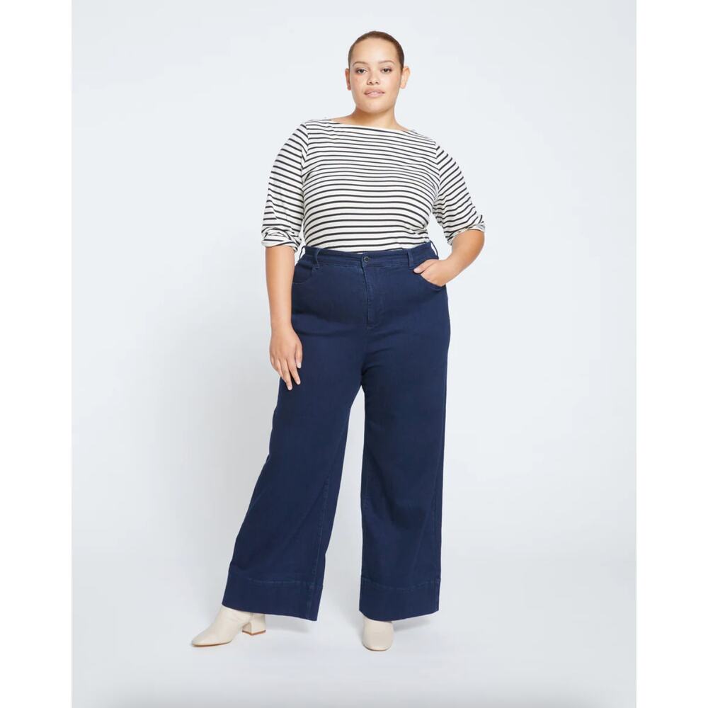 Universal Standard Carrie High Rise Wide Leg Jeans in Dark Indigo size M/18-20